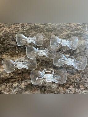 Clear Bow Napkin Rings — Set of 6